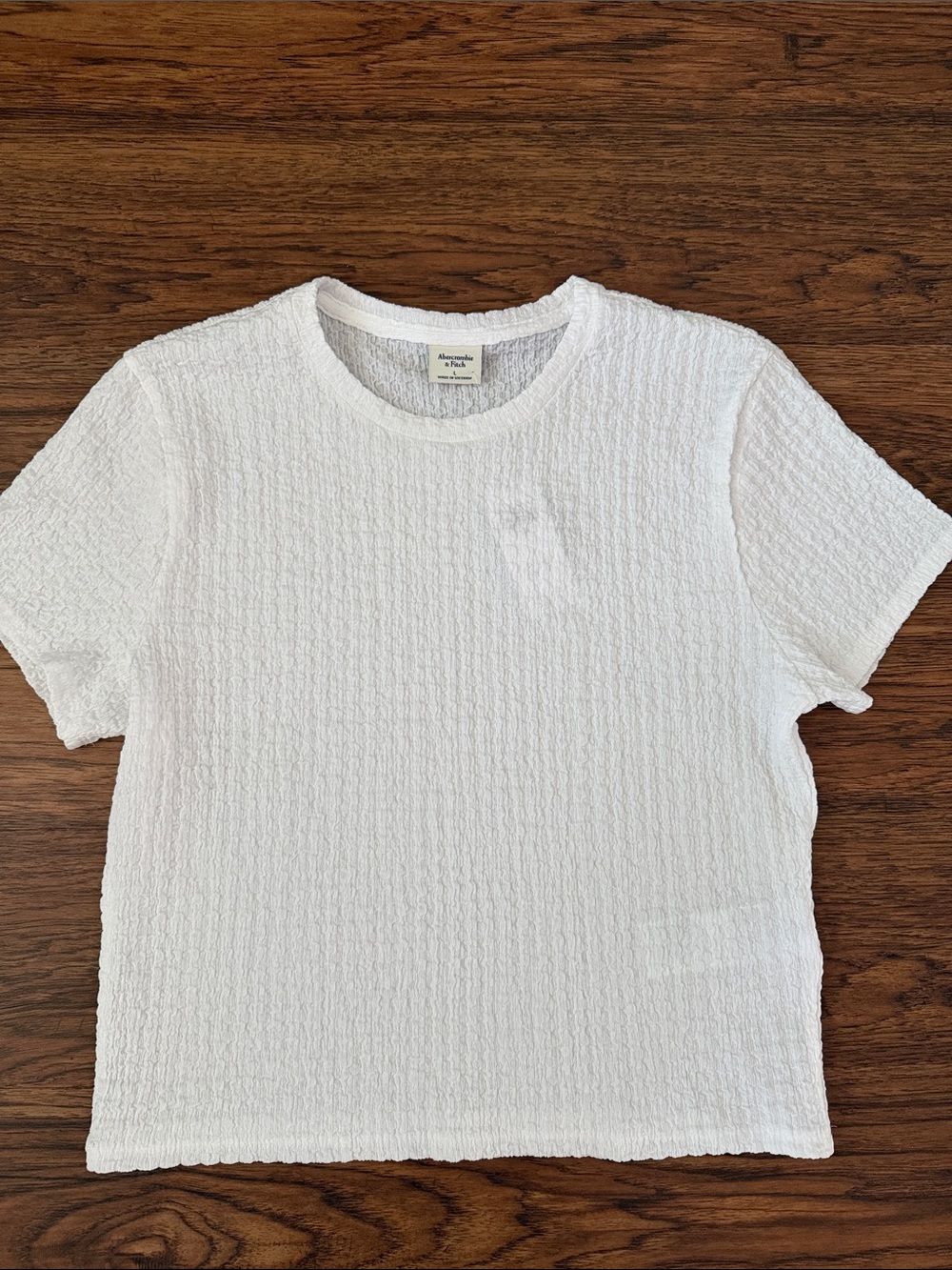 Abercrombie & Fitch White Textured Short Sleeve Top